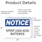 Signmission Spent Lead-Acid Batteries OSHA Notice Sign, Vinyl Decal, 5in W x 3.5in L, 2PK OS-2PACK-NS-D-35-L-16605 - alternate 3